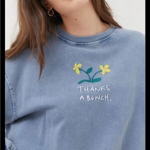 Urban Outfitters Blue Sweater with Floral Embroidery